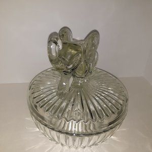 Elephant Glass Trinket Holder Vintage